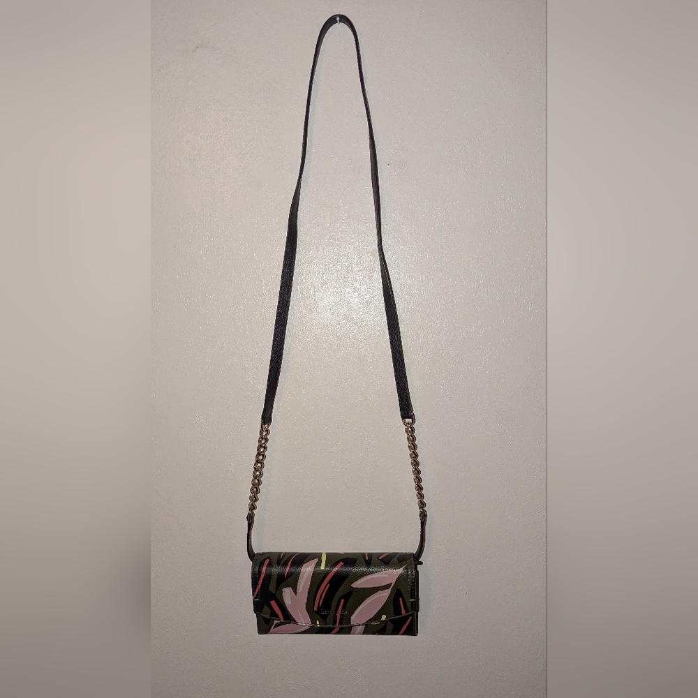 Kate Spade Eva Modern Feather Wallet On A Chain Green Multi EUC - Picture 2 of 12